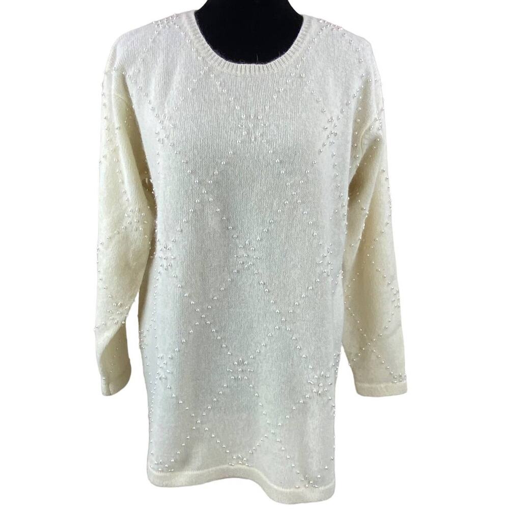 Vintage wool/angora pearl beaded sweater tunic